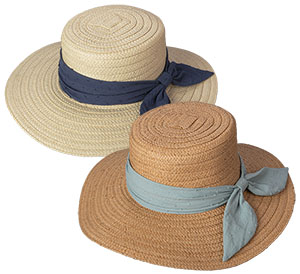 Florence Ladies Boater Style Sun Hat - Straw Sun Hats